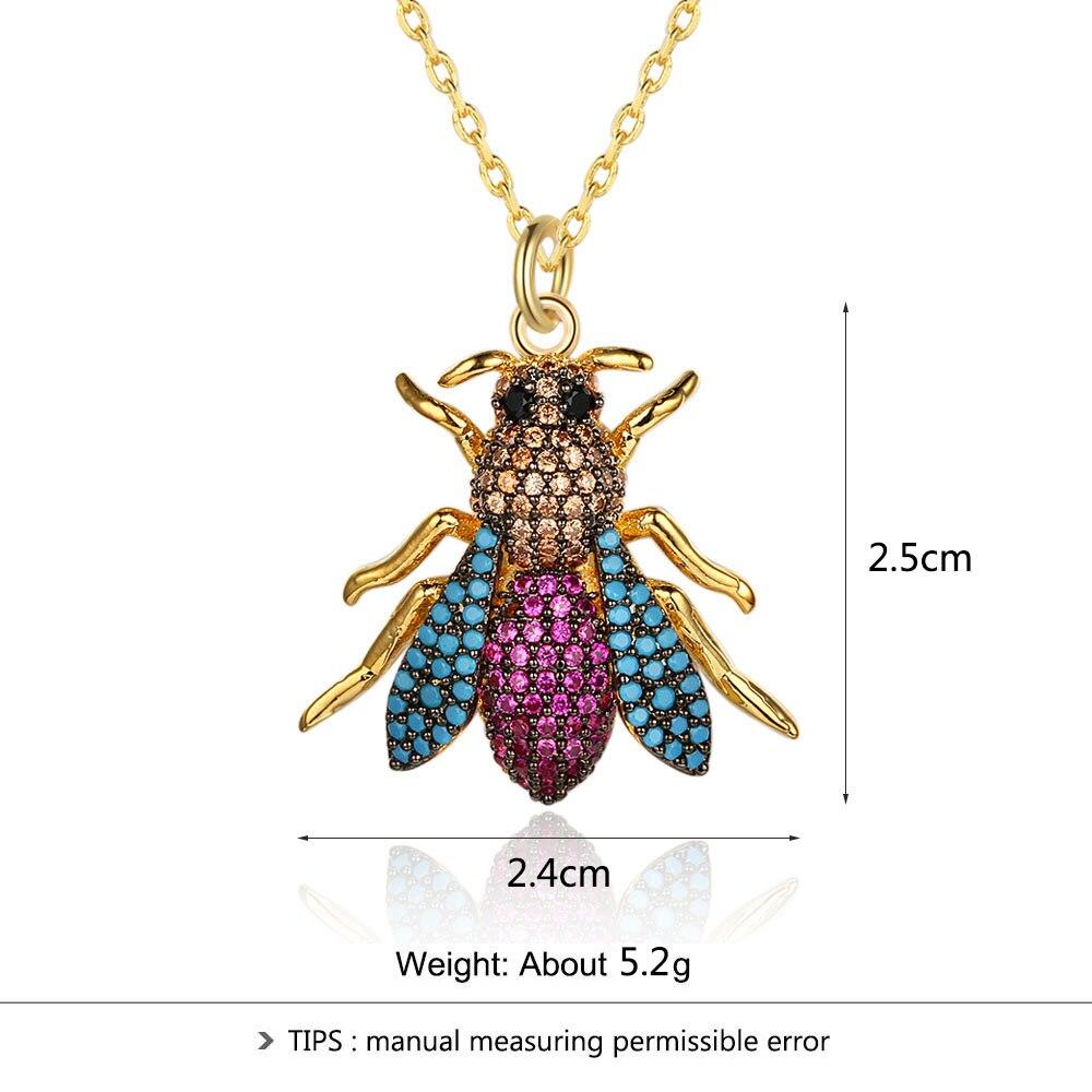 Women’s Crystal Bee Insect Pendant Necklace, Trendy Fashion Jewelry