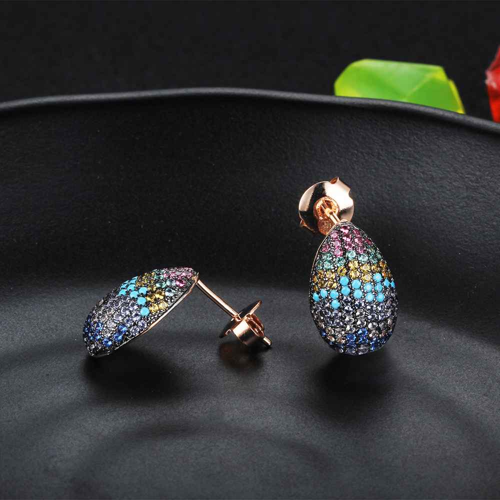 Colorful 925 Silver Egg Shape Fashion Stud Earrings, Special Classic Jewelry for Women