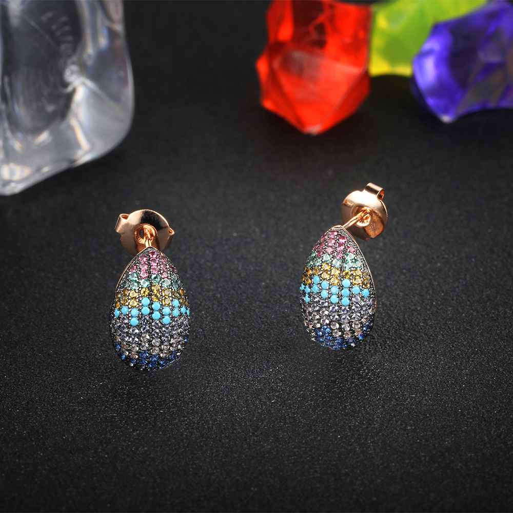 Colorful 925 Silver Egg Shape Fashion Stud Earrings, Special Classic Jewelry for Women