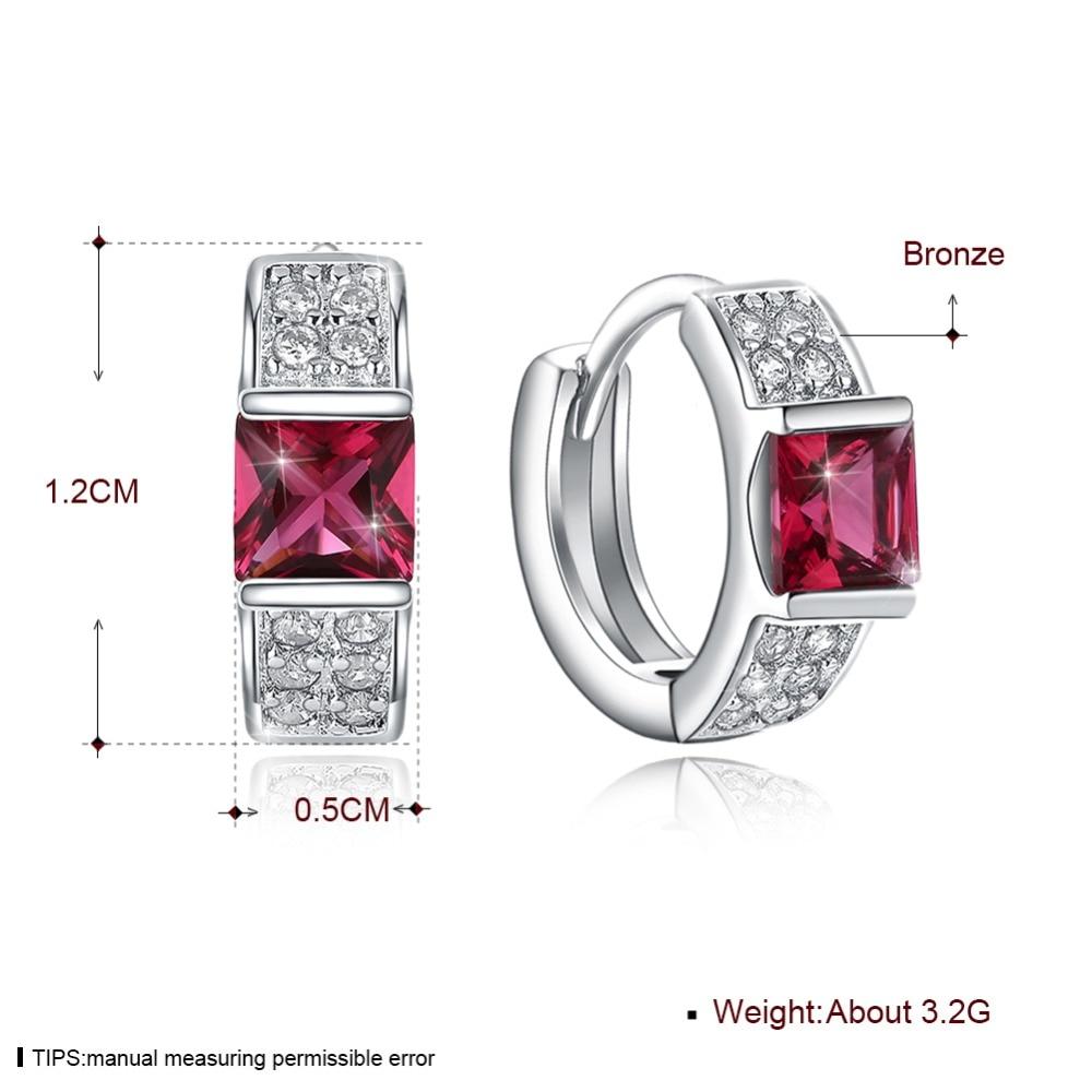 Hoop Earrings Red Color CZ Stone For Women