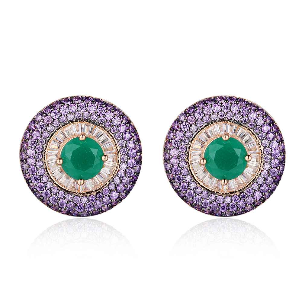 Pure Silver Stud Earrings Purple Button Earrings For Women Girl Fashion Birthday Party High Quality Jewelry
