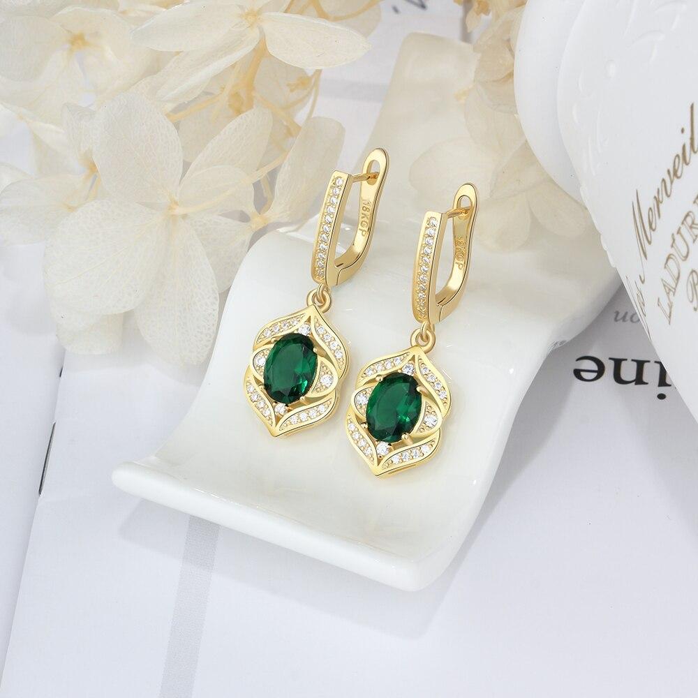 Trendy Green Cubic Zirconia Dangle Drop Earrings. Classic Jewelry for Women