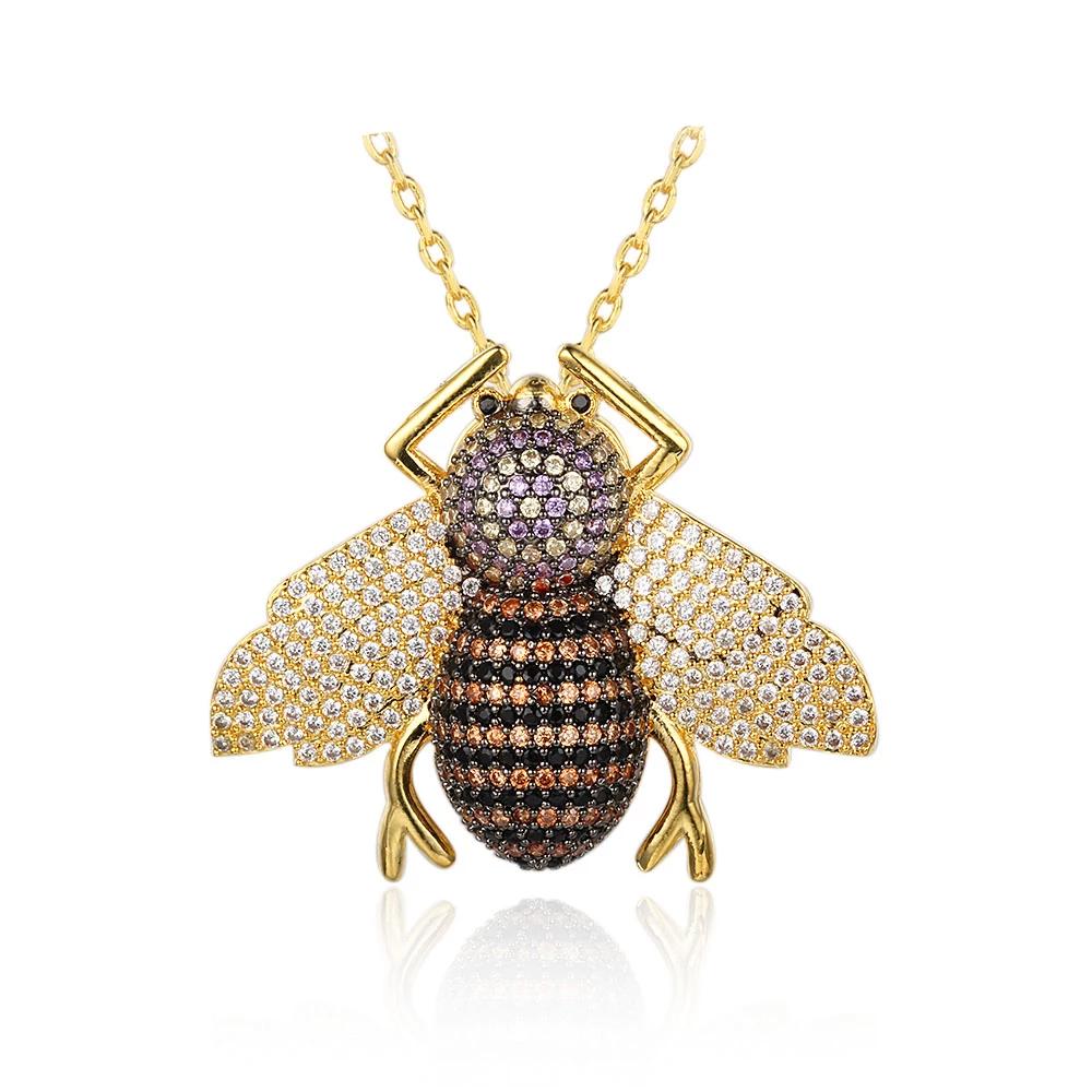 Cute Cubic Zirconia Bee Insect Necklace & Pendants For Women Gift Fashion Jewelry
