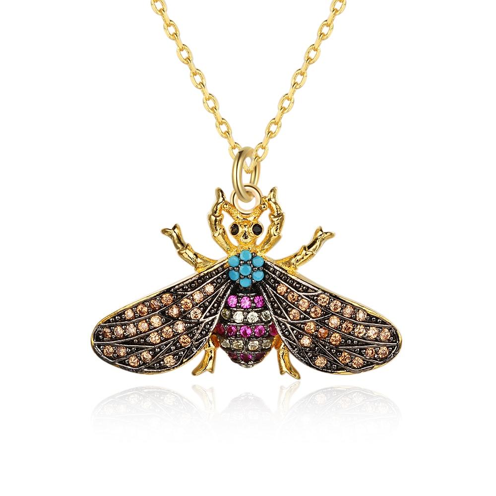 Fashion Honey Bee Insect Copper Pendant Necklace, Trendy Jewelry for Women, Perfect Gift for Her