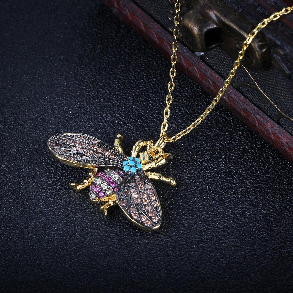 Fashion Honey Bee Insect Copper Pendant Necklace, Trendy Jewelry for Women, Perfect Gift for Her