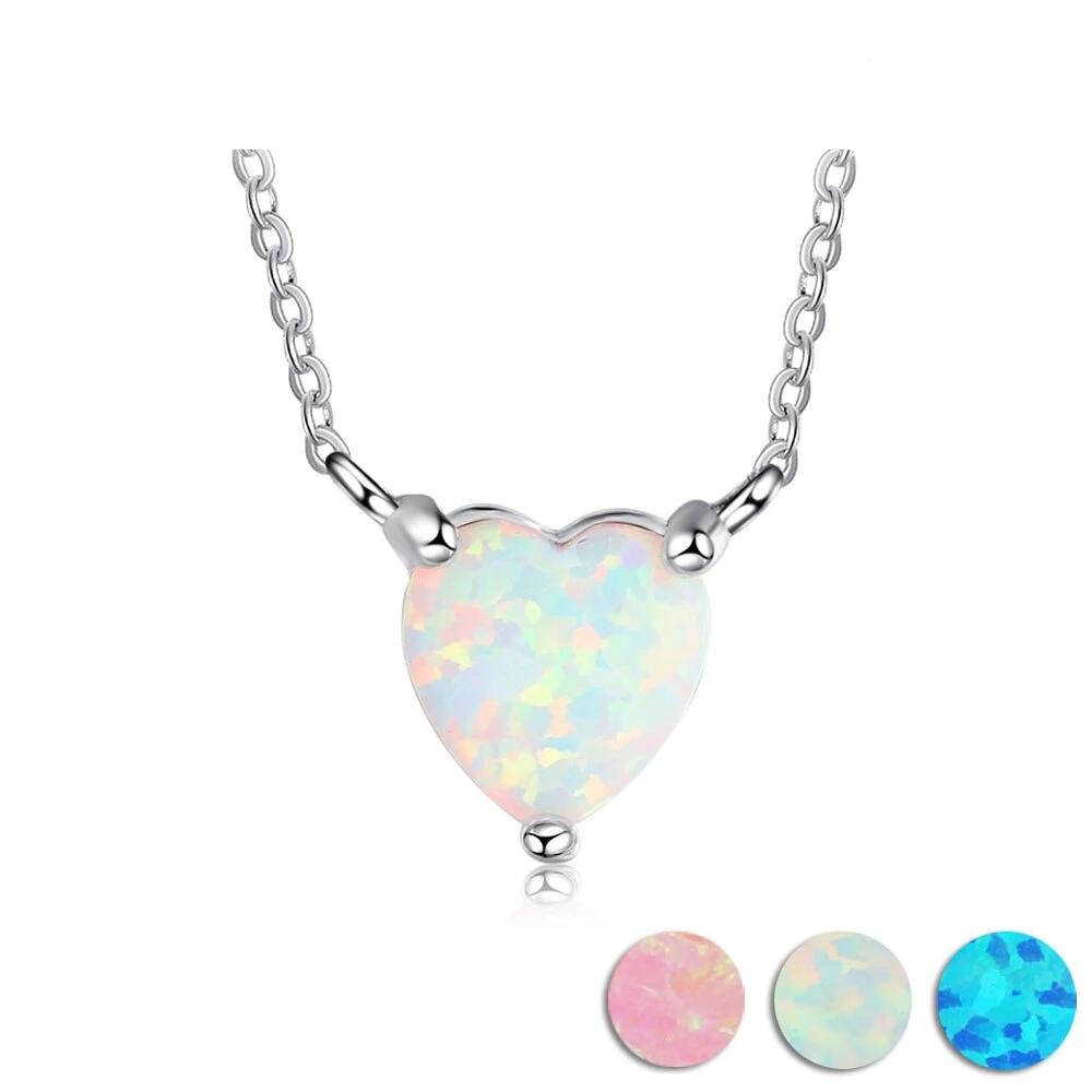 Heart Shape Milky Opal Pendant Love Necklace