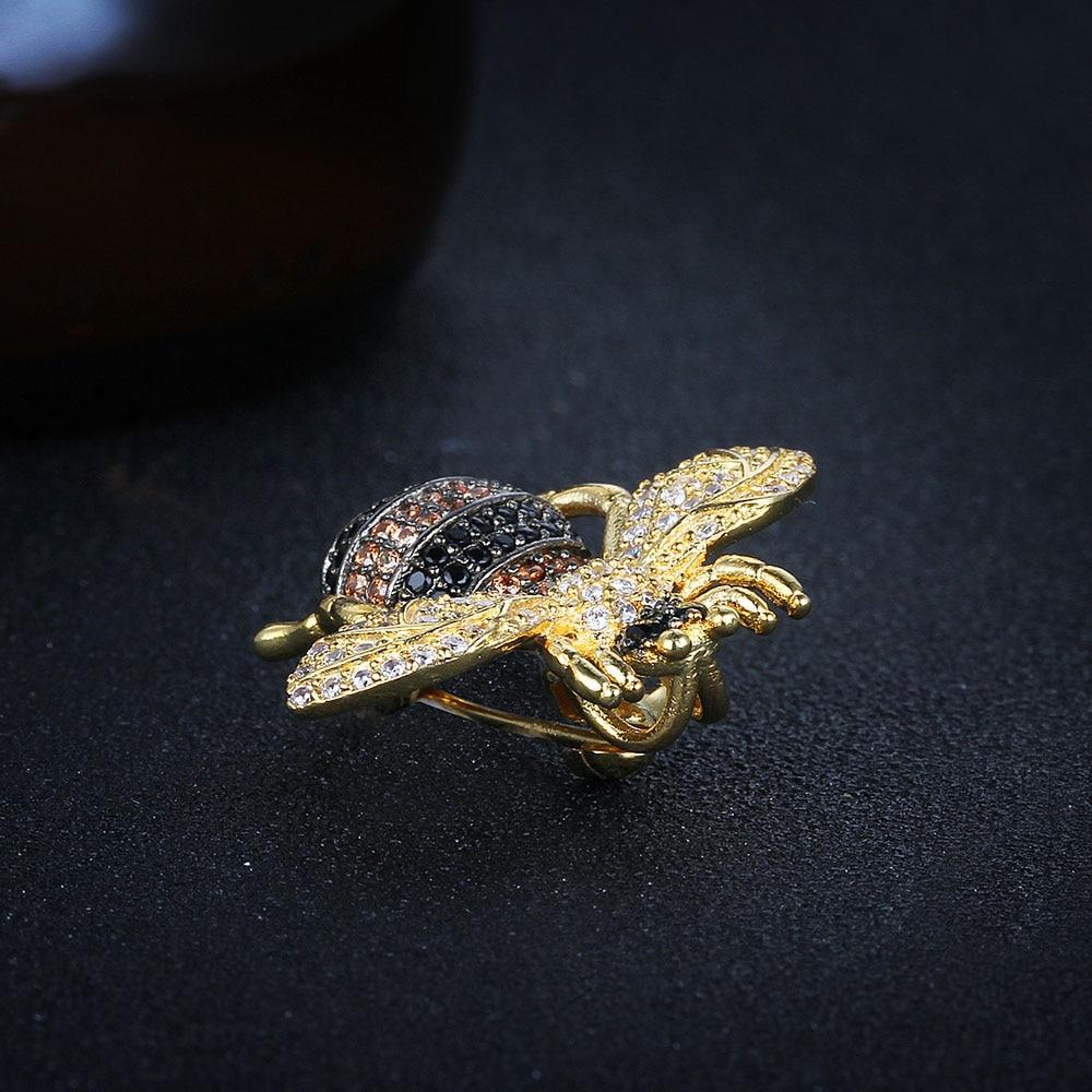 Cute Trendy Honey Bee Brooches for Women, Insect Shape Pins with Crystals, Badges for Female Clothes & Other Accessories