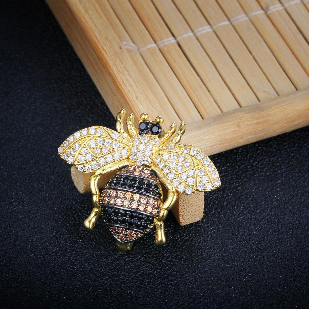 Cute Trendy Honey Bee Brooches for Women, Insect Shape Pins with Crystals, Badges for Female Clothes & Other Accessories