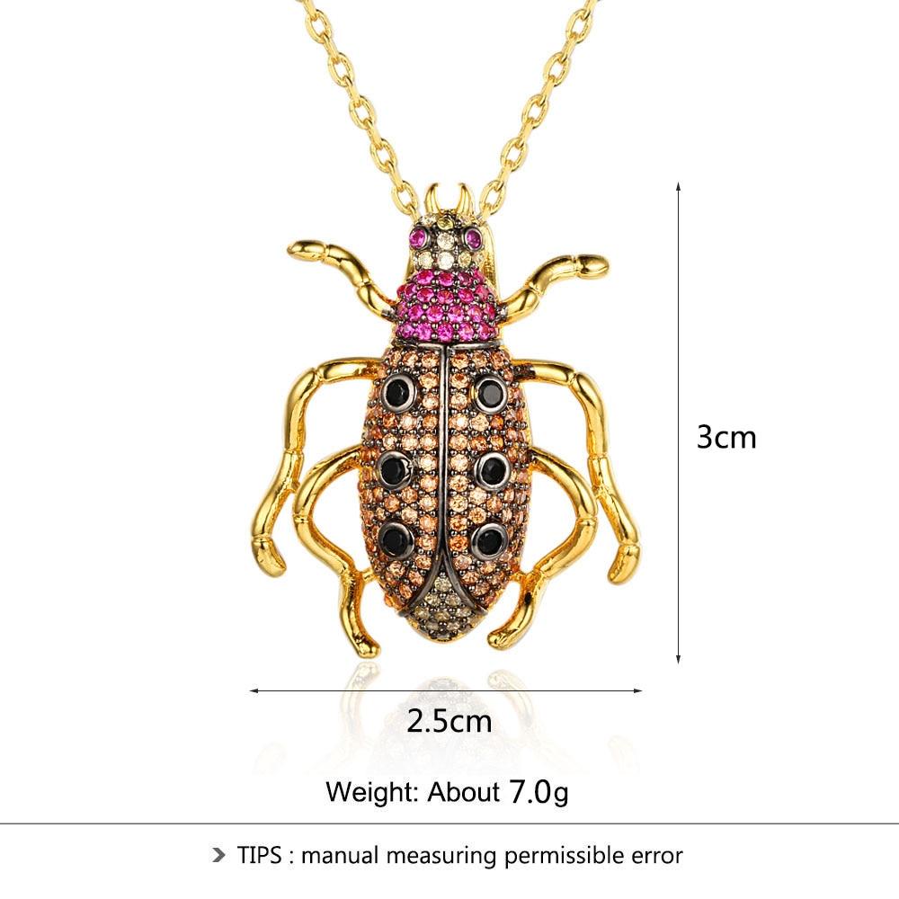 Animal Pendants Necklace - Beetle Cockroach Insect Pendant - Jewelry Gift for Women - Gold brooch Necklace