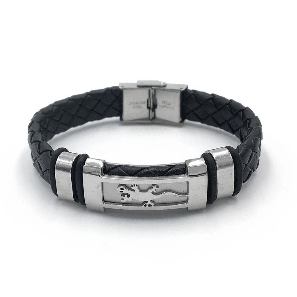 Stainless Steel Genuine Leather Trendy Black Bracelets for Women, Best Gift for Special Occasion