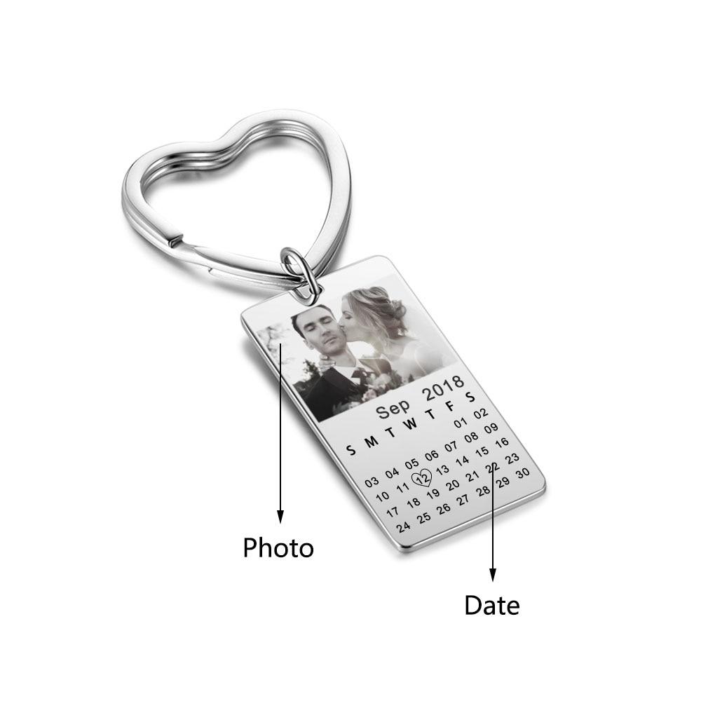 Personalized Stainless Steel Key Chains for Lovers with Custom Photo & Date – Best Fashion Anniversary Jewelry Gift 