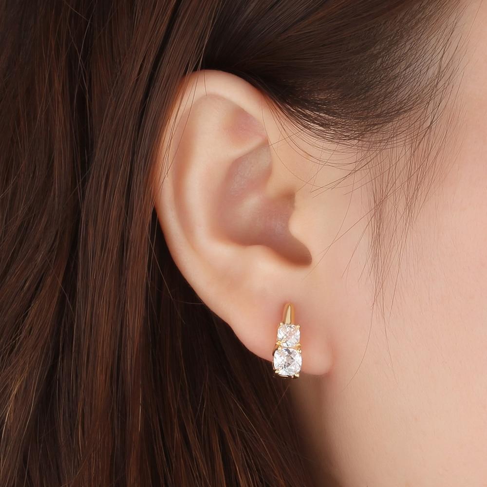 Fashion Hoop Earring Gold Color Round Cubic Zirconia Earrings For Women Gift Ideas for Women