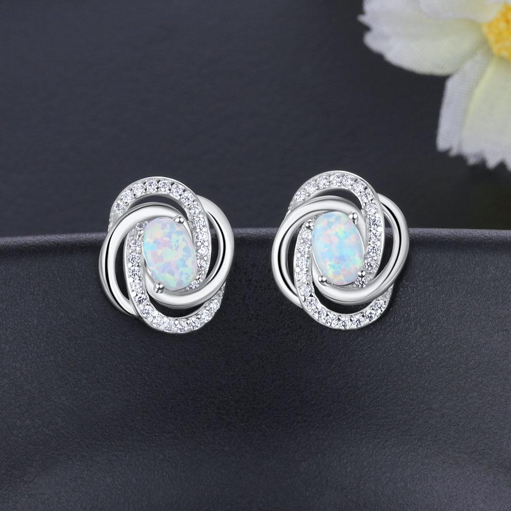 Spiral Pattern Shape Milky Opal Stone 925 Sterling Silver Stud Earring Fashion Women Earrings Gift For Her
