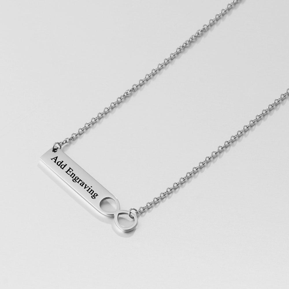 Personalized Infinity Custom Name Bar Necklace with Engrave Name Pendant for Women