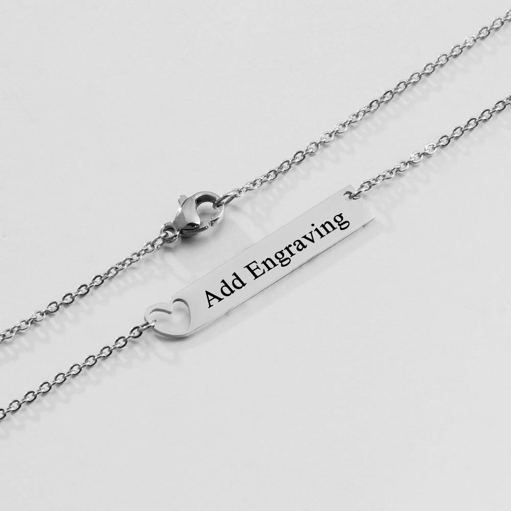 Personalized Heart Necklace for Women with Custom Name Bar Pendant, Gift for Girlfriend