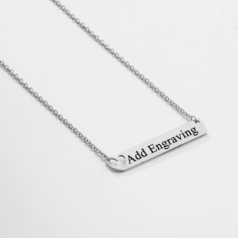 Personalized Heart Necklace for Women with Custom Name Bar Pendant, Gift for Girlfriend
