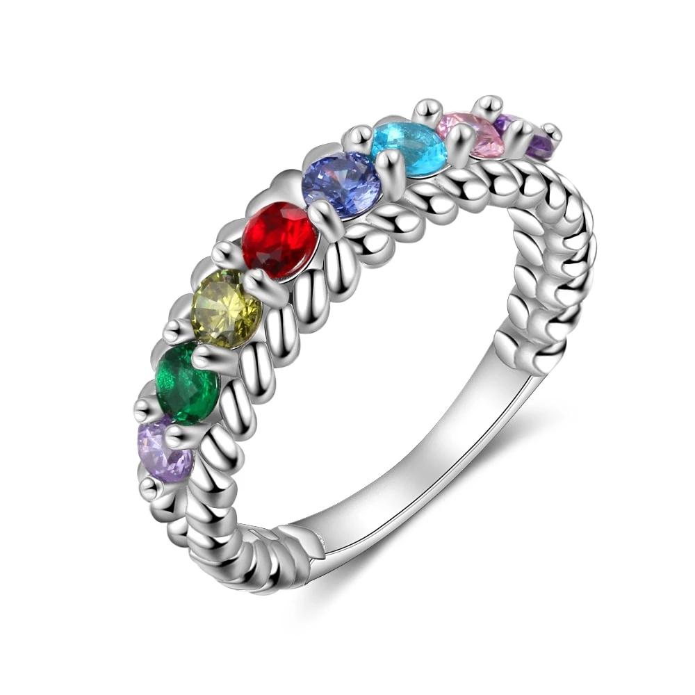 Personalized Rings for Women - Eight Custom Birthstones - Family Gift - Fashion Jewelry