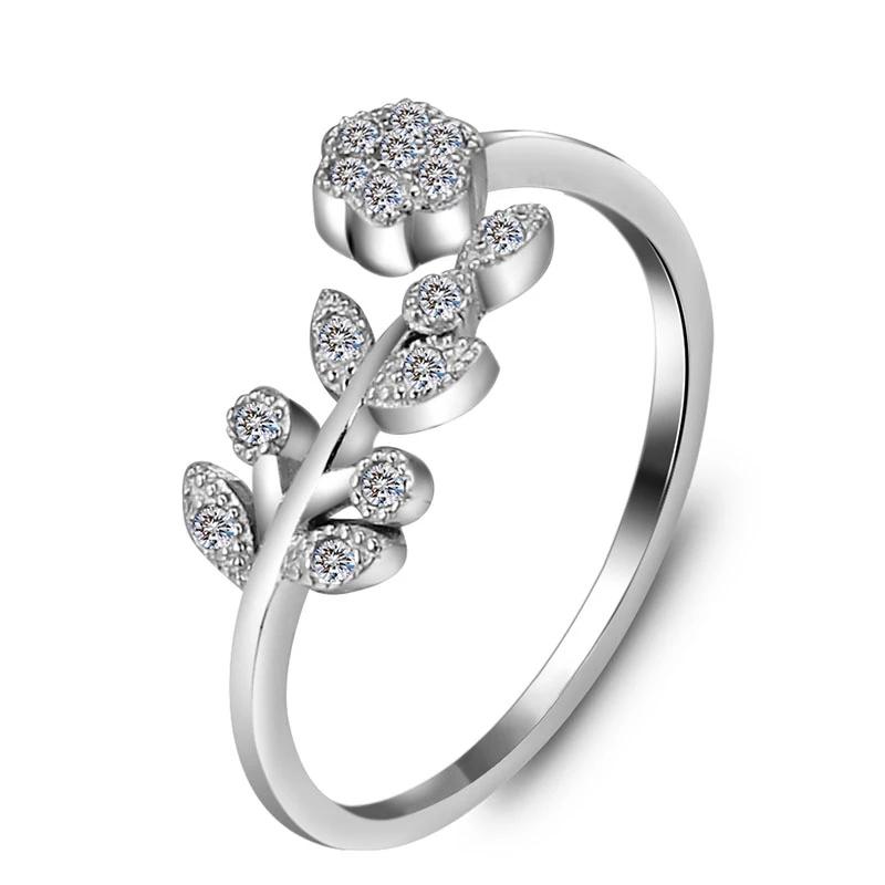 Flower & Leaves - Silver Ring (Adjustable)